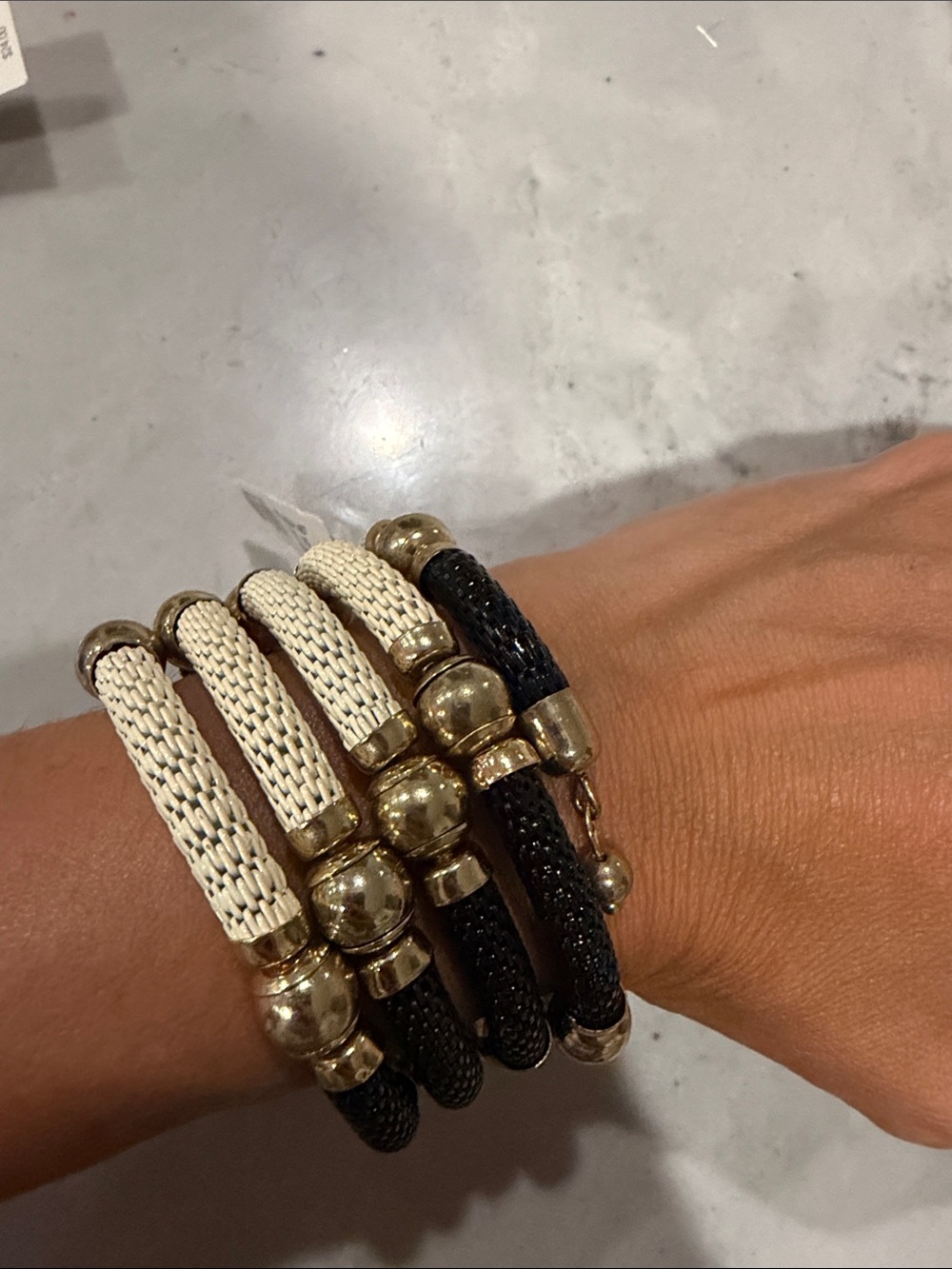 Elegant Black and Cream Rope Bead Bracelet Set - Women Jewelry